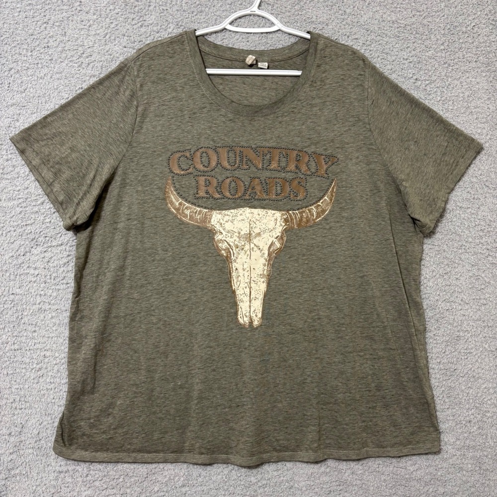Everyday Graphic Tee Plus Size 22/24W Country Roads Western Heather‎ Gray Casual